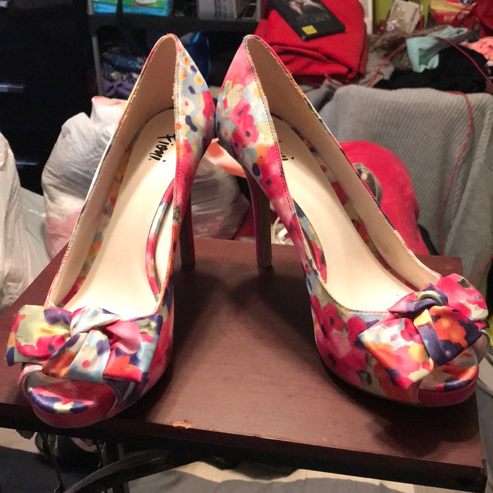 Pink floral heels